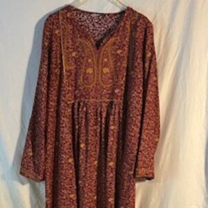 Generation Cotton Maxi hand blockprint dress paisely floral size 14 Large XL